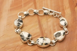 Genuine White Buffalo Turquoise Sterling Silver Link Bracelet